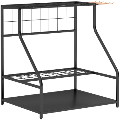 Outsunny Gereedschapsrek voor Tuin - 3-laags Plank voor Gereedschap, Tuin Gereedschapsorganisator, Metaal, Oranje