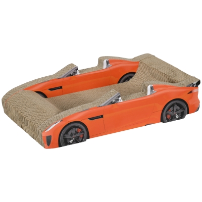 PawHut Cuccia Gatti Tiragraffi a forma di Auto in Cartone Rosso