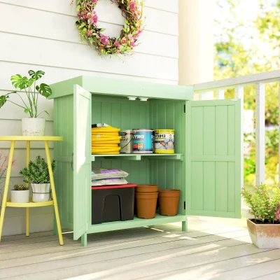 Outsunny Wooden Garden Shed with Roof Light Green 74x43x88cm
