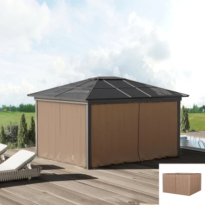 Outsunny 4 Paredes Laterais para Tenda 302x205 cm Laterais para Tenda Universal com Ganchos e Argola em C para Jardim Terraço Marrom
