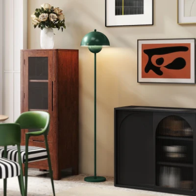 HOMCOM Stehlampe, runder Schirm, Fußschalter, langes Kabel, eleganter Look, Stahl, Grün