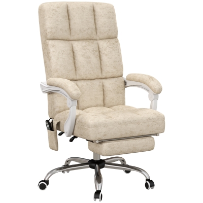 Vinsetto Bureaustoel met Massage- & Warmtefunctie, Voetsteun, Verstelbaar, tot 120kg, Beige