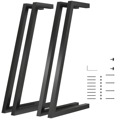 HOMCOM Conjunto de 4 Pernas de Mesa Quadradas Industriais para Móveis com Pés Ajustáveis 43x3x72 cm Preto