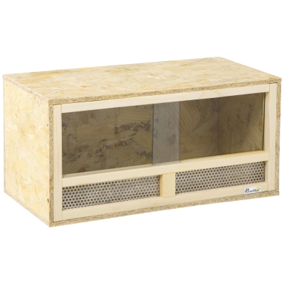 PawHut Rettilario in Legno Porte Vetro e Rete 60x29.5x29.5cm