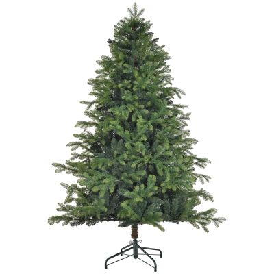 HOMCOM Kunstkerstboom, 183 cm kerstboom met 1700 punten, brede opklapbare metalen standaard, voor kerstdecoratie, groen