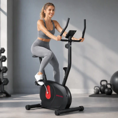 SPORTNOW Bicicleta Estática com 8 Níveis de Resistência Magnética Sensor de Frequência Assento Ajustável Ecrã LCD 88x50,5x131,5 cm Preto