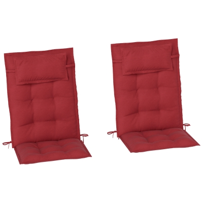 Outsunny 2er Set Auflage für Sonnenliege Wasserabweisend Liegenauflage für Gartenliege Polsterauflage 50x116x5 cm, Weinrot