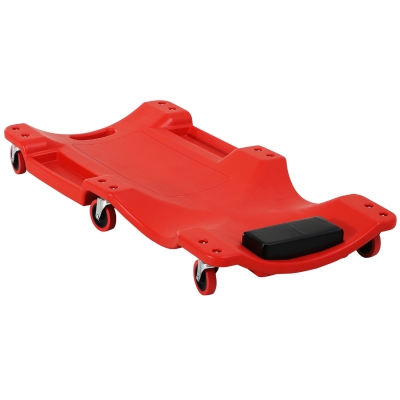 DURHAND Montage-Rollbrett met Hoofdsteun, Gereedschapsbakje, Oliebestendig, tot 120 kg, 100x48x12 cm, Rood