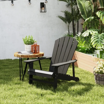 Outsunny Adirondack-stoel, weerbestendig, houten tuinstoel met hoge rugleuning en armleuningen