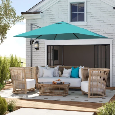Outsunny Patio Offset Parasol Umbrella Blue