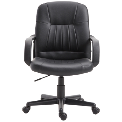 Vinsetto Silla de Oficina Giratoria Sillón de Escritorio Ergonómico con Ruedas Altura Ajustable Negro Material PU 60x60x90-99cm