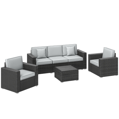 Outsunny 5-Seater Rattan Furniture Set with Cushions Dark Grey