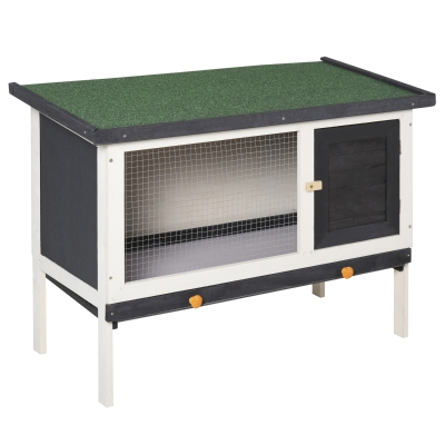 PawHut Conigliera 90cm x 45cm x 65cm Grigio Scuro, bianco, verde