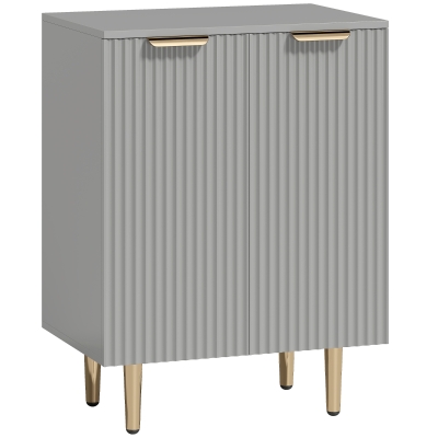 HOMCOM Sideboard Cabinet Modern Kitchen Storage Metal Legs Grey