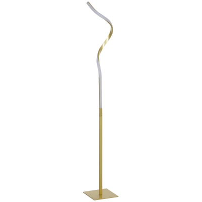 HOMCOM Vloerlamp in spiraalontwerp, voetschakelaar, 3 helderheidsstanden, 1,46 m, goud