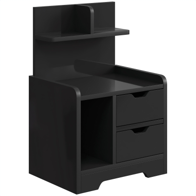 HOMCOM Bedside Cabinet 2-Drawer Wood Storage Black
