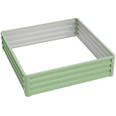 Outsunny Square Raised Garden Bed Steel 120x120x30cm Green