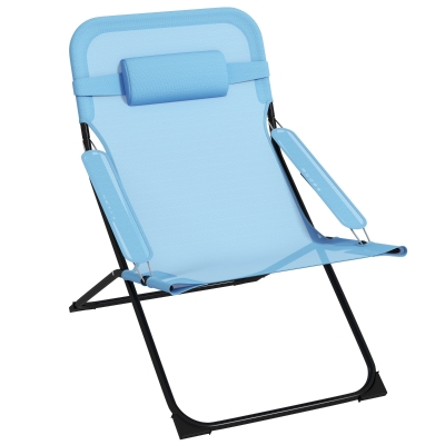 Outsunny Klappstuhl, 4-stufig verstellbar, atmungsaktiv, Metallgestell, 69 x 91 x 96 cm, Schwarz/Blau