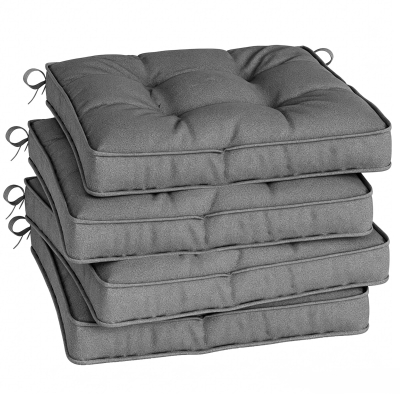 Outsunny Conjunto de Almofadas para Cadeiras de Jantar 42x42x5 cm Jogo de 4 Peças Almofadas para Cadeiras de Jardim Impermeáveis Cinzento