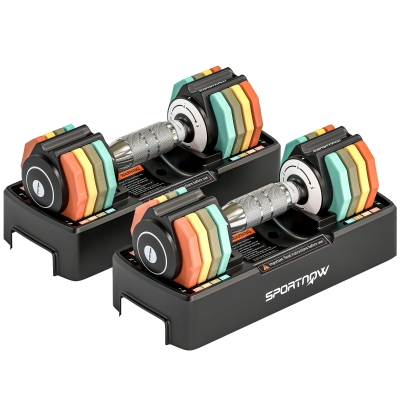 SPORTNOW Verstellbare Hantel Set, 1-5 kg Hanteln mit Schnelleinstellung Ablagefach, rutschfest Griff Platzsparend