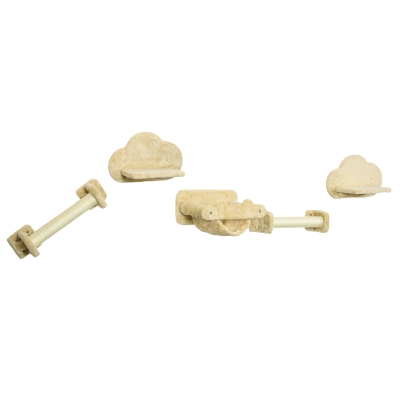 PawHut Katzentreppe, 5-teiliges Set, 2 Kratzstämme, 2 Plattformen mit Plüschbezug, Hängematte, beige