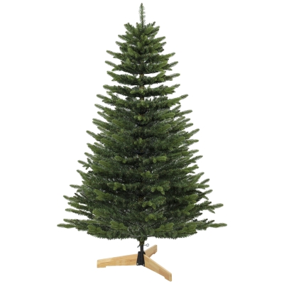 HOMCOM Árbol de Navidad artificial 180 cm, abeto Fraser con base de madera, 988 puntas de rama realistas para hogar y oficina, verde