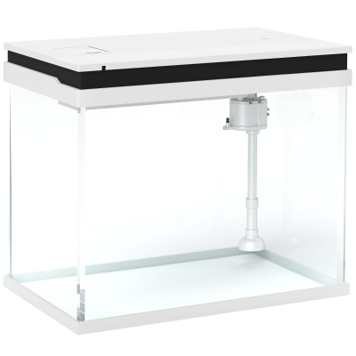 PawHut 41 Liter Glas-Aquarium mit Filtersystem, LED-Lichtern, Wasserpumpe, für verschiedene Fischarten, Weiß