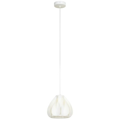 HOMCOM Candeeiro Suspensoo Moderno Candeeiro de Teto com Ecrã de Impressão 3D Iluminação para Sala de Jantar Ø20,5x17,5 cm Branco