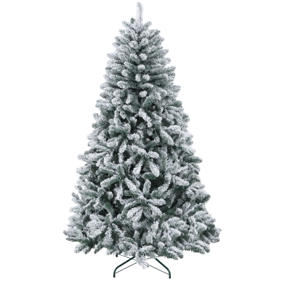 HOMCOM Árvore de Natal Artificial Nevado 180 cm com 796 Ramos e Suporte de Metal Árvore Natalina Nevado para Interior Verde