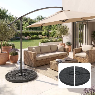 Outsunny Conjunto de Pesos para Base de Chapéu de Sol de 4 Peças Preenchível com 52 Litros de Água 60 kg de Areia ou 70 kg Ambos Preto
