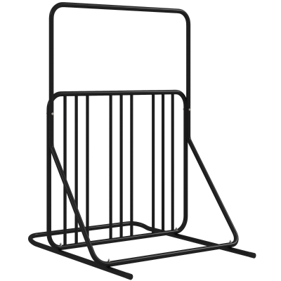 DURHAND Fahrradständer für 4 Fahrräder, wetterbeständig, zusätzliche Halterung, 102 x 92 x 130 cm, Schwarz