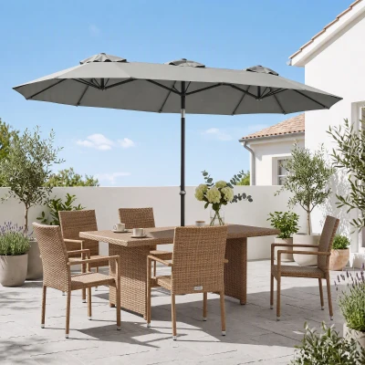 Outsunny Parasol Jardin Double Gris 285x147cm