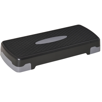 HOMCOM Steppbrett Aerobic Stepper 2-Stufig Höhenverstellbar 10-15cm, Rutschfest Fitness Stepper, Mini Steppbrett für Zuhause Heim Büro, Schwarz+Grau