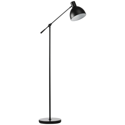 HOMCOM Stehleuchte im Industriedesign, höhenverstellbar, Bodenschalter; 30 m x 30 cm x 131 cm, Schwarz