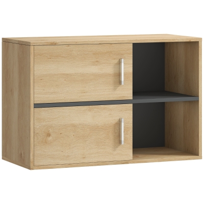 HOMCOM Móvel Auxiliar Casa de Banho Móvel para Casa de Banho de Parede com Compartimentos Abertos e 2 Portas 80x35x57,5 cm Madeira