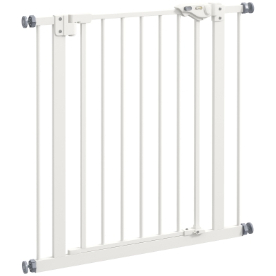 PawHut Türschutzgitter für Hunde, Absperrgitter, Schutzgitter für Haustiere, Metall, Kunststoff, 74-80 cm, Weiß