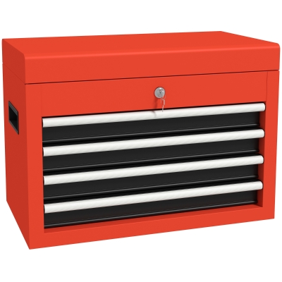 DURHAND Werkzeugkasten Werkzeugtrolley, inkl. Schloss, 2 Schlüssel, 45 cm x 24,5 cm x 32,5 cm, Rot