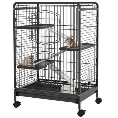 PawHut Small Animal Cage Steel Black 61.5x44x95cm