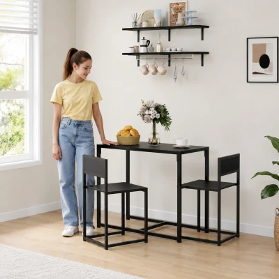 Dining Table Set 90cm x 47cm x 76cm Black