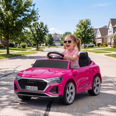 AIYAPLAY Kinder Elektroauto 12V Kinderauto mit Fernbedienung 2 Motor Sanftanlauf 4-Rad-Federung LED-Scheinwerfern Hupe Musik