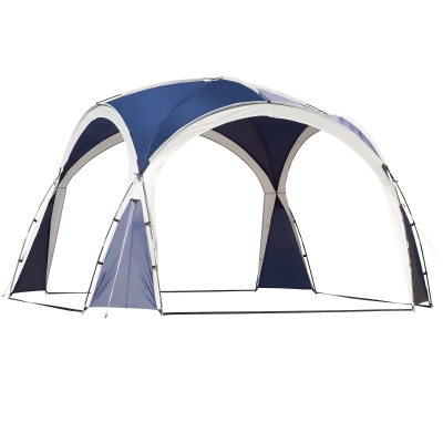 Outsunny Kuppelzelt für 6-8 Personen, Pavillon, Schutz vor Sonne und Nieselregen, 3,5 x 3,5 x 2,22 m, Blau