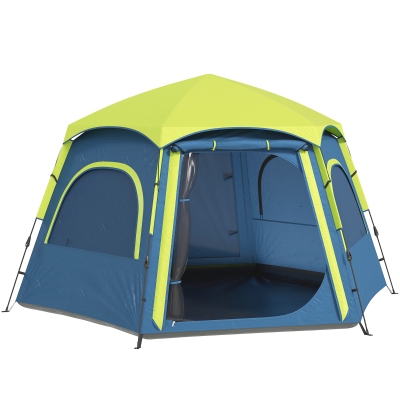 Outsunny Tenda de Campismo para 2-3 Pessoas Dobrável com Fácil Instalação e Bolsa de Transporte 280x240x155 cm Azul e Verde