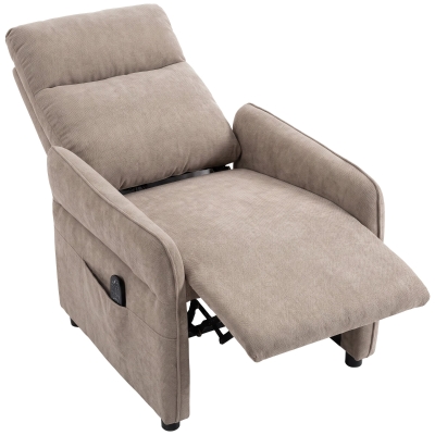 HOMCOM Relaxsessel mit Massage & Wärme, manueller Push-Back-Sessel, verstellbare Armlehnen, 2 Seitentaschen, Braun