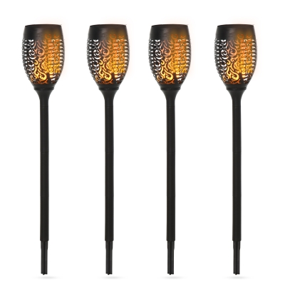 Outsunny Gartenbeleuchtung 4 Stück Solar LED Warmweiß Gartenstrahler mit Erdspieß Stecker IP44 Wasserdichter Gartenleuchte Solar Gartenlampe für Draußen Garten Rasen, Hof