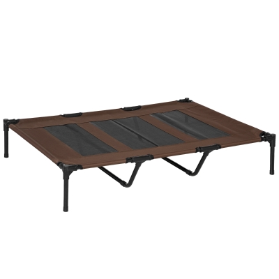 PawHut Hundebett, faltbar, Outdoor-Hundebett, erhöhter Stand, 122 cm x 92 cm x 23 cm,  Kaffee-Braun + Schwarz