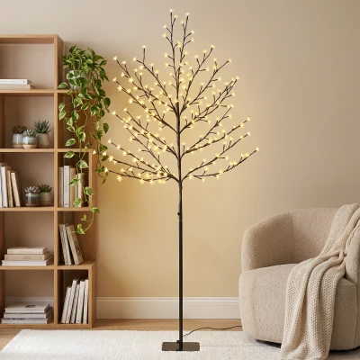 HOMCOM Arbre Lumineux Cerisier 180cm 200 LED Intérieur Extérieur