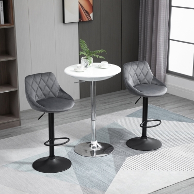 HomCom set 2 scaune bar, 51.5x48x83-104cm, gri