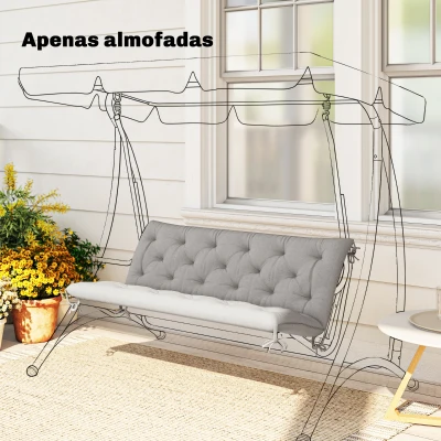Outsunny Almofada para Banco de Jardim com Encosto Enchimento Espesso e Fitas de Fixação para Interior e Exterior 150x98x8 cm Cinza