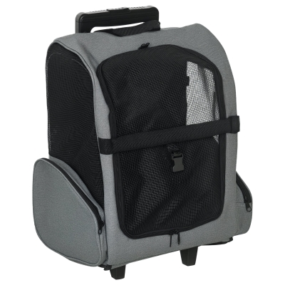 Pawhut Hundetransporttasche, Haustierrucksack, 2-in-1-Design, ausziehbarer Griff, Seitentaschen, Grau, 42 x 25 x 55cm