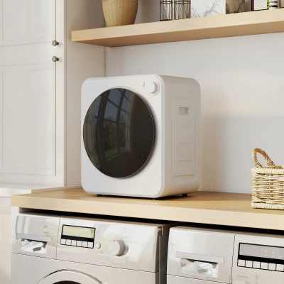 HOMCOM Mini Wäschetrockner 4 kg mit 5 Programme bis zu 60℃ 800W/400W Ablufttrockner mit Edelstahltrommel Weiß